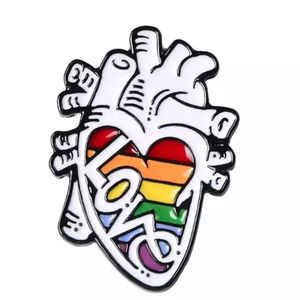 Love Rainbow Pride Anatomical Heart Enamel Pin